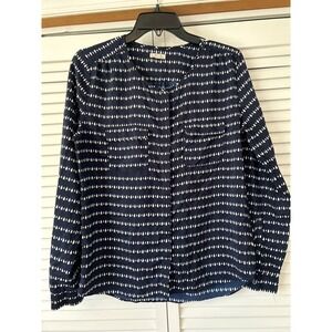 Gap Women's Navy White Teardrop Print Long Sleeve Button‎ Up Shirt Size S